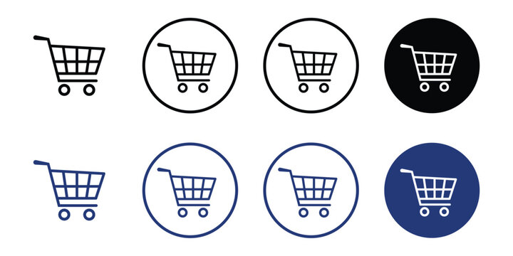 Shopping Cart Icons In Black And Blue commerce retail isolated on transparent background