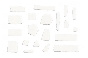 White torn paper scraps with blank ripped edges