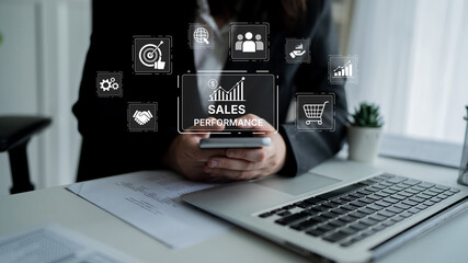 Digital sales performance dashboard showing sales performance metrics, performance trends, sales performance analytics, and sales improvement in business context. Spline