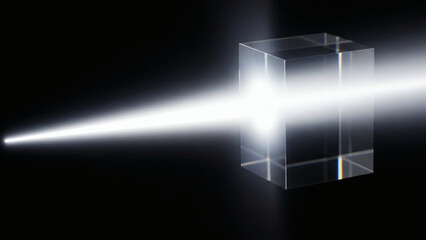 Light beam passing through a transparent glass cube
