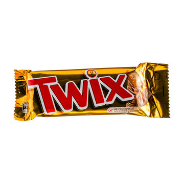 Yerevan Armenia 1.10.2026. A Twix candy bar is shown on a white background