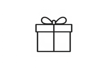 Gift box line art icon with ribbon bow, celebration present graphic, holiday surprise outline vector illustration