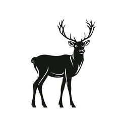 Obraz premium Stylized Black Silhouette of a Majestic Reindeer