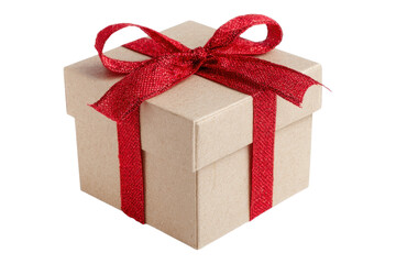 Obraz premium Elegant gift box wrapped with red ribbon for celebration or holiday concept on transparent background