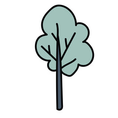 Cute Green Tree Doodle Illustration