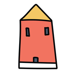 Cute Red House Doodle Illustration