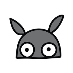 Grey Rabbit Head Cartoon Icon