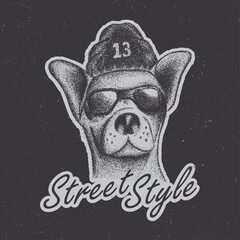 Street Style Cool Dog with Sunglasses Sketch