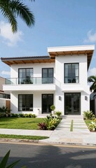 Fototapeta premium modern house with palm trees