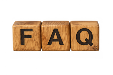 Faq wooden blocks on a transparent background, representing answers, information, and assistance for customer support