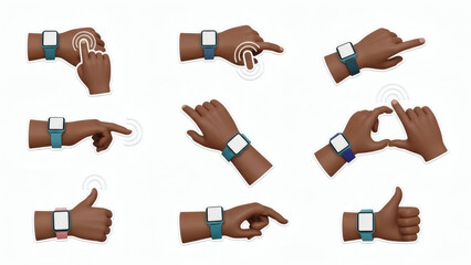 Smartwatch gestures on dark skin hand