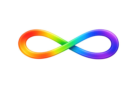 Infinity rainbow symbol representing neurodiversity, autism awareness, endless possibilities, and continuous support