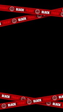 Black Friday Sale Ribbon on Black Background Vertical Loop