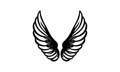 Fototapeta premium Vector silhouette of a angel wings.