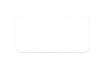 Blank white paper rectangle label with rounded corners and transparent background, empty sticker template with shadow