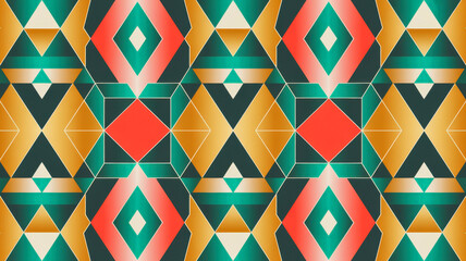 Geometric Pattern in Vibrant Colors with Kaleidoscope Effect on Seamless Texture for Fashion Design