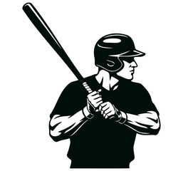 Baseball player batter holding bat sports graphic