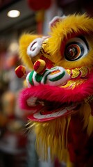 Vibrant Lion Dance Mask for Cultural Festival Celebration