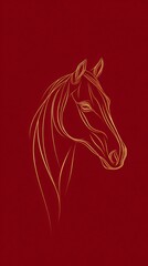 Elegant Line Art Illustration of a Horse Head