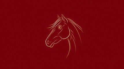 Elegant Horse Outline on Red Background