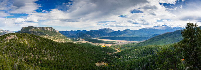 Panoramic view of Moraine park in the rocky mountains