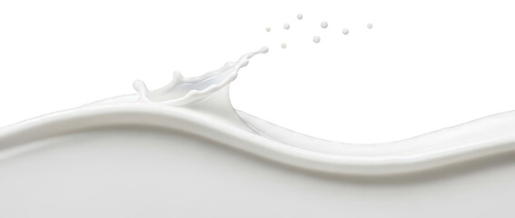 Milk splash isolated, transparent liquid in motion