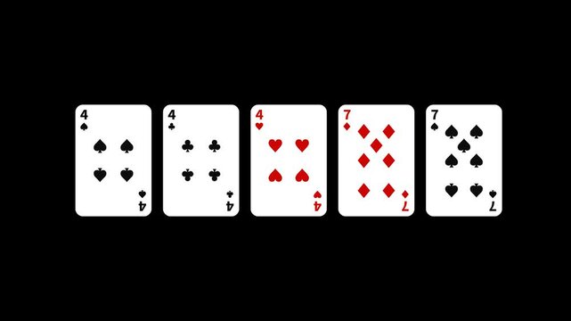 full house card animation with transparent background