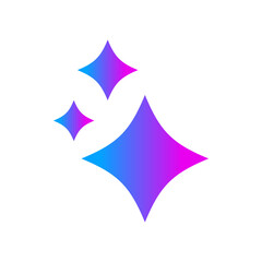 Obraz premium Generative AI star and magic sparkles star logo icon with colorful gradients and flat design, modern artificial intelligence and spark star symbol for creative tools and designs.