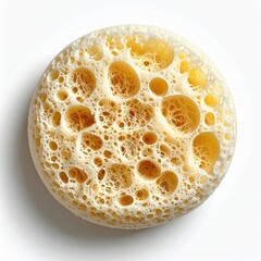 Porous Natural Sea Sponge Texture Detailed Macro View Creamy Yellow White Background Soft Lighting