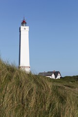 View of Blavand lighthouse in Denmark	