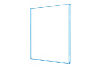 Blue neon glowing rectangular frame creating a futuristic digital border on a transparent background
