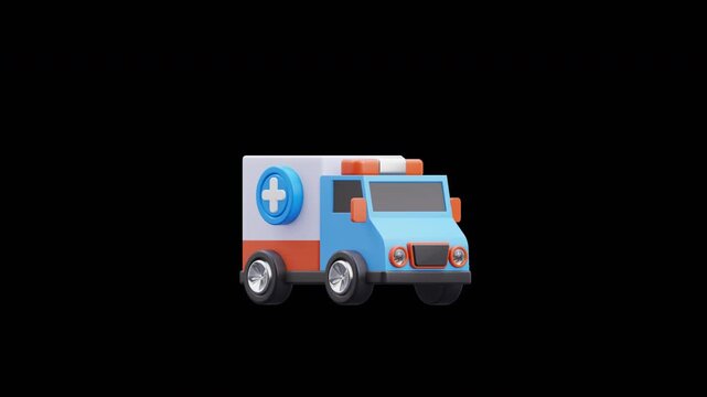 3D Cartoon Ambulance Emergency Medical Loopable Animation