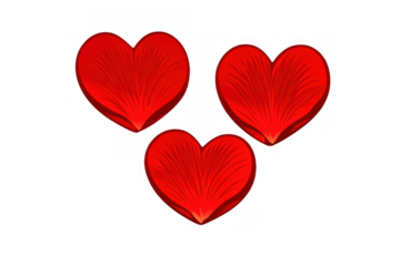 Petal hearts representing love and romance, creating a symbolic design for valentine's day and passion on transparent background