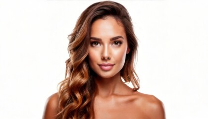 Fototapeta premium Beautiful Woman with Long Wavy Hair Portrait.