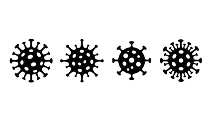 Obraz premium Coronavirus Illustration Set Black and White.