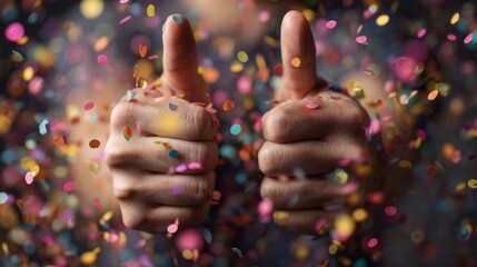 hands with thumbs up celebrating