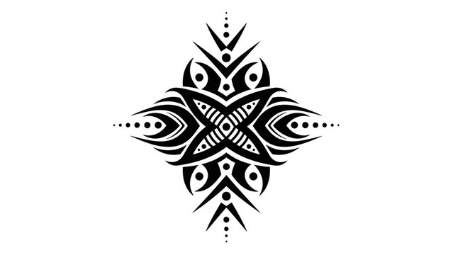 Black Tribal Tattoo Style Symmetrical Design.