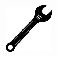 Obraz premium Black adjustable wrench tool on a plain white background isolated. A metallic hand tool for plumbing and mechanical repairs with a clear silhouette and sharp edges.