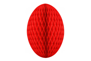 Red honeycomb paper easter egg ornament with a textured pattern for holiday celebration and spring decoration