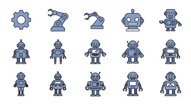 Collection of various robot characters and mechanical elements