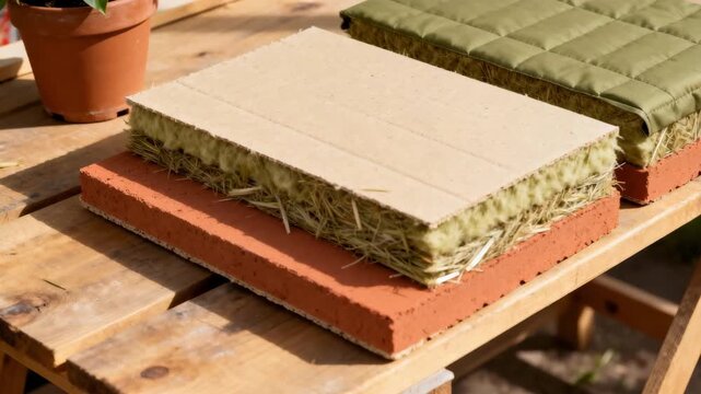 Medium shot of compostable thermal covers made from biodegradable materials highlighting ecofriendly insulation alternatives for sustainable building solutions.