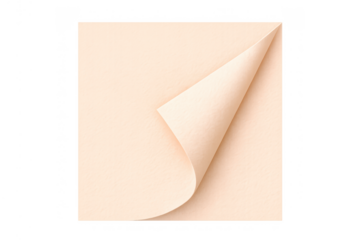 Blank light orange paper square featuring a peeling and curled corner, creating a design element and space for information