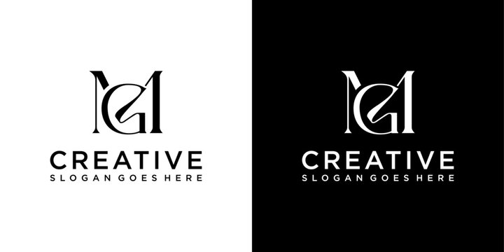 MG or GM initial letter logo design vector
