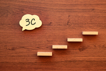 There is speech bubble with the word 3C. It is as an eye-catching image.