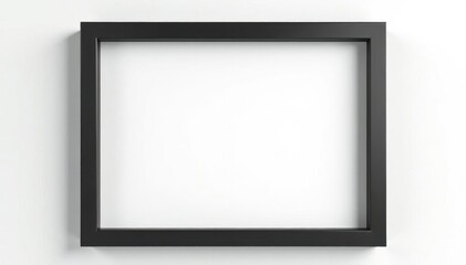 Black frame with subtle shadow, isolated against pure white Ideal for interior design presentations , clean lines, design template, art presentation