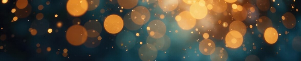Blurred golden and sapphire bokeh, luxurious festive ambiance , decoration, elegant