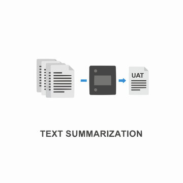 A vector graphic illustrating the concept of text summarization with a simple design