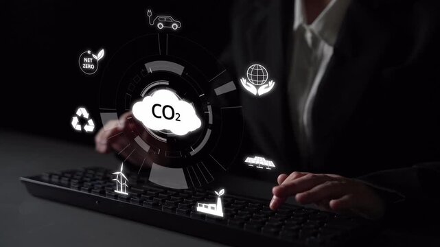 Net zero goals and CO2 reduction strategy driving sustainability, green energy integration, net zero emissions policies, and climate-friendly sustainability solutions for business and society. Muxer