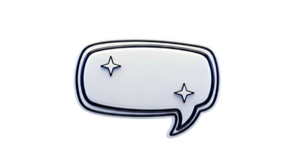 3D White Speech Bubble Icon with Stars