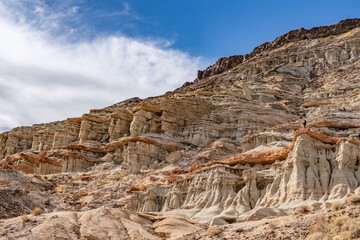 Fototapeta premium The Dove Spring Formation (formerly the Ricardo Formation), continental and lacustrine sediments containing lava flows and tuff. Red Rock Canyon State Park, Kern County, California. Mojave Desert.